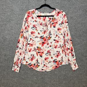 Lucky Brand Shirt Womens Large Floral Balloon Sleeve Peasant Top Bohemian